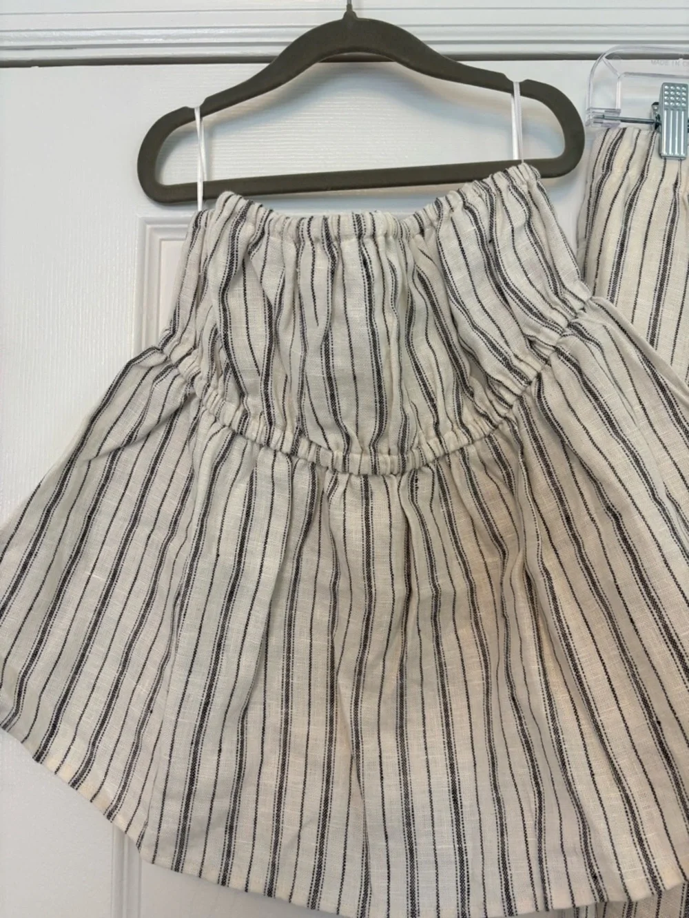 Reformation Inez Linen Two Piece Set Natural Stripe Top 4 Pants Medium Petite
